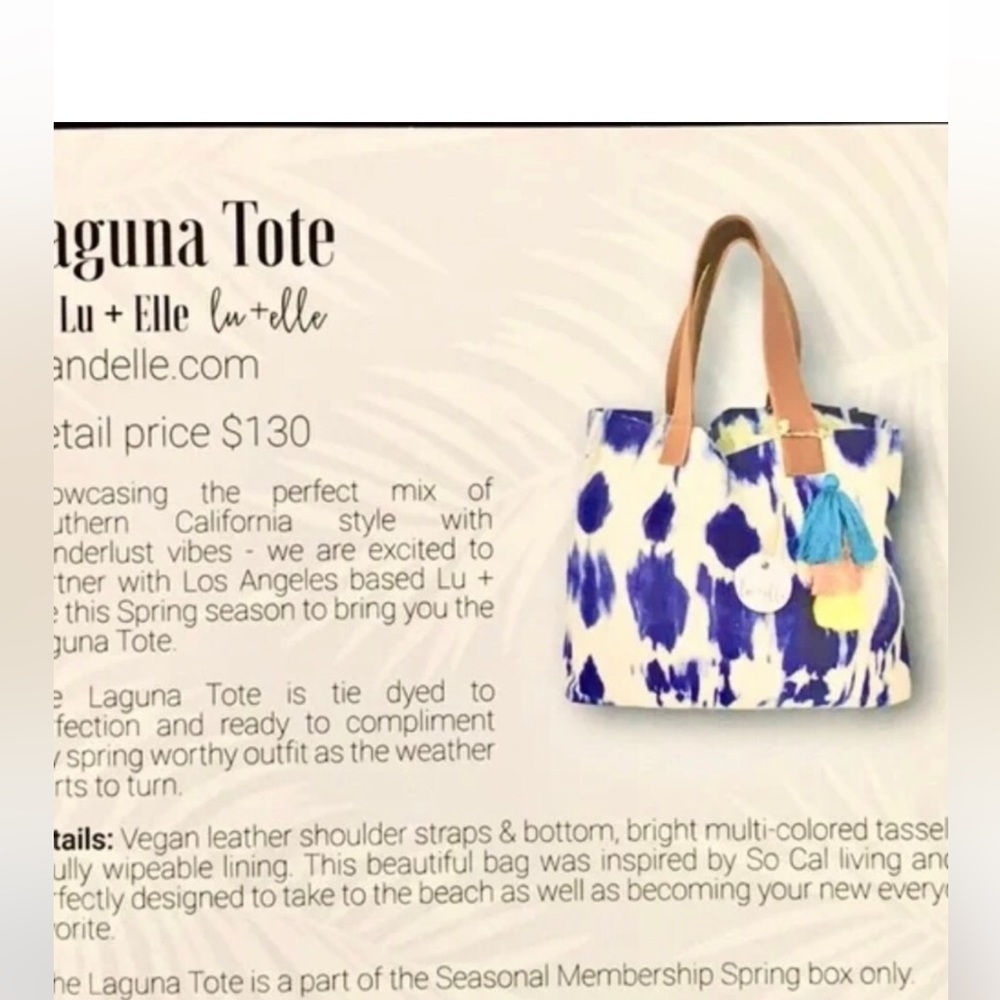 Laguna Tote By Lu Elle Bag from the Beachly Box Denim Tie Dye - Picture 3 of 10